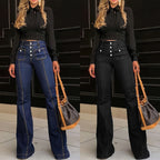 Women's Patchwork Jeans Slim Fit Slimming Stretch Flared Pants