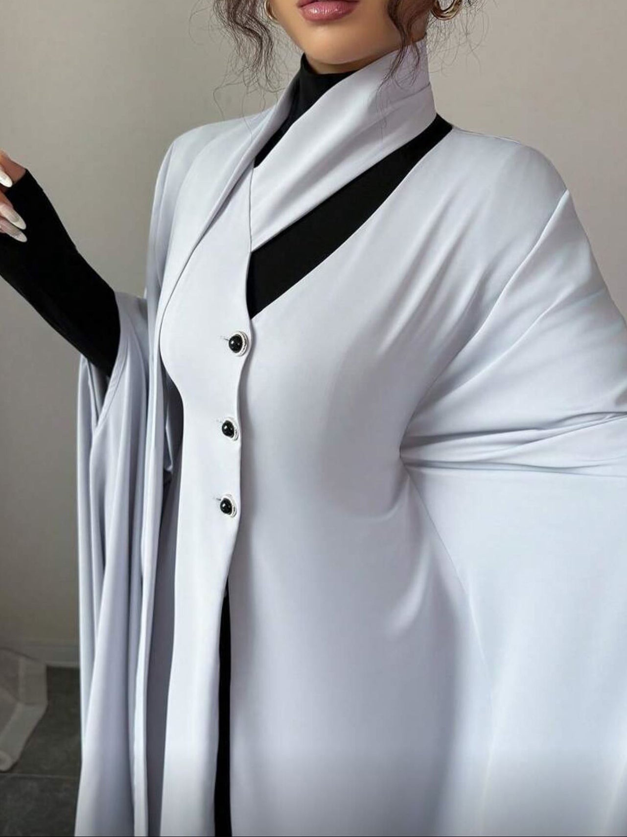 Light Grey Longline Cloak Dress