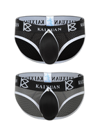 2 Pack Men's Sexy Mesh Front Opening Sponge Coaster Briefs