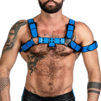 ruff GEAR Bold Leather Bulldog Harness Blue