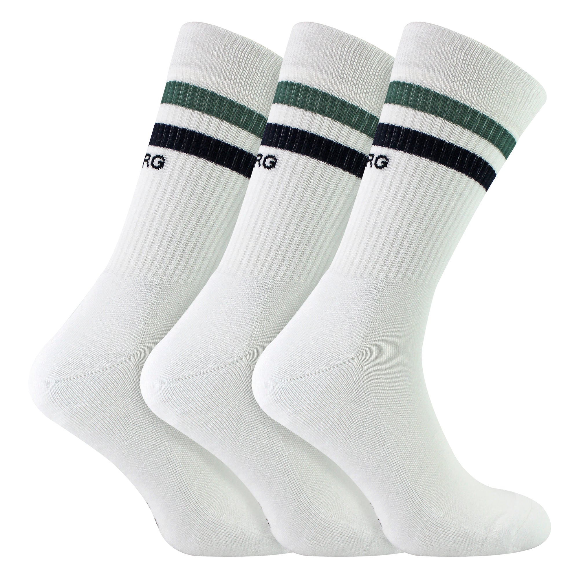 3 Pack Core Sport Ribbbed Top Crew Socks for Men