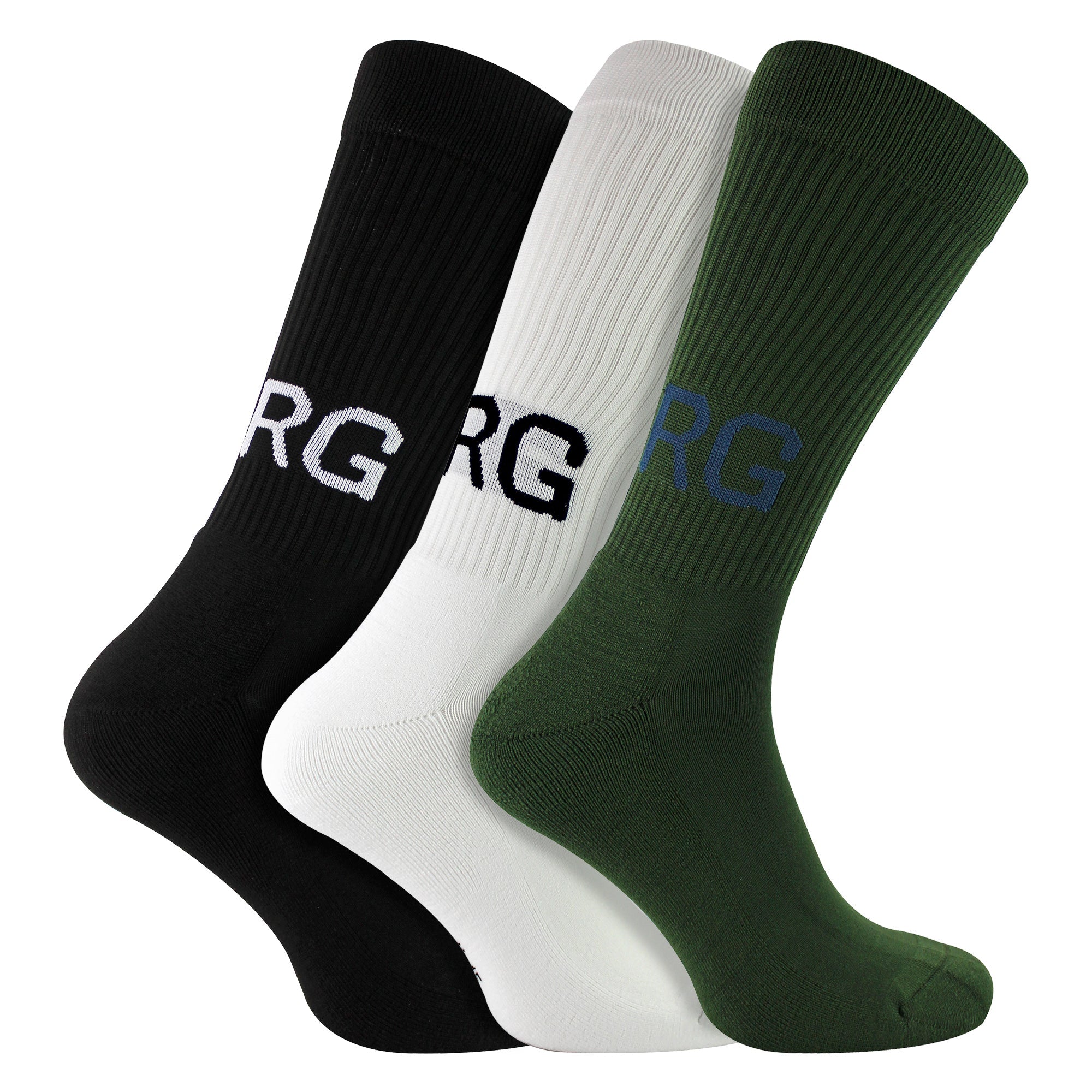 3 Pack Core Sport Ribbbed Top Crew Socks for Men