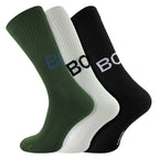 3 Pack Core Sport Ribbbed Top Crew Socks for Men