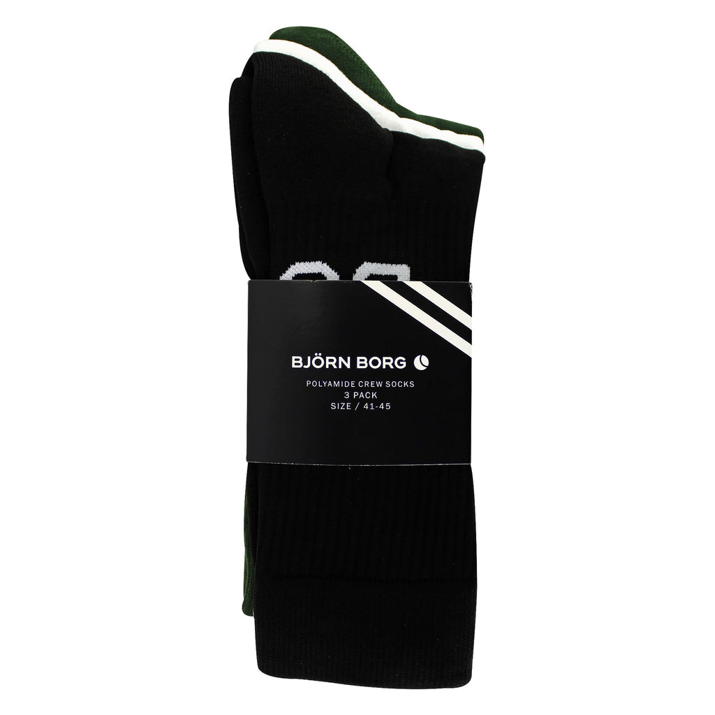 3 Pack Core Sport Ribbbed Top Crew Socks for Men