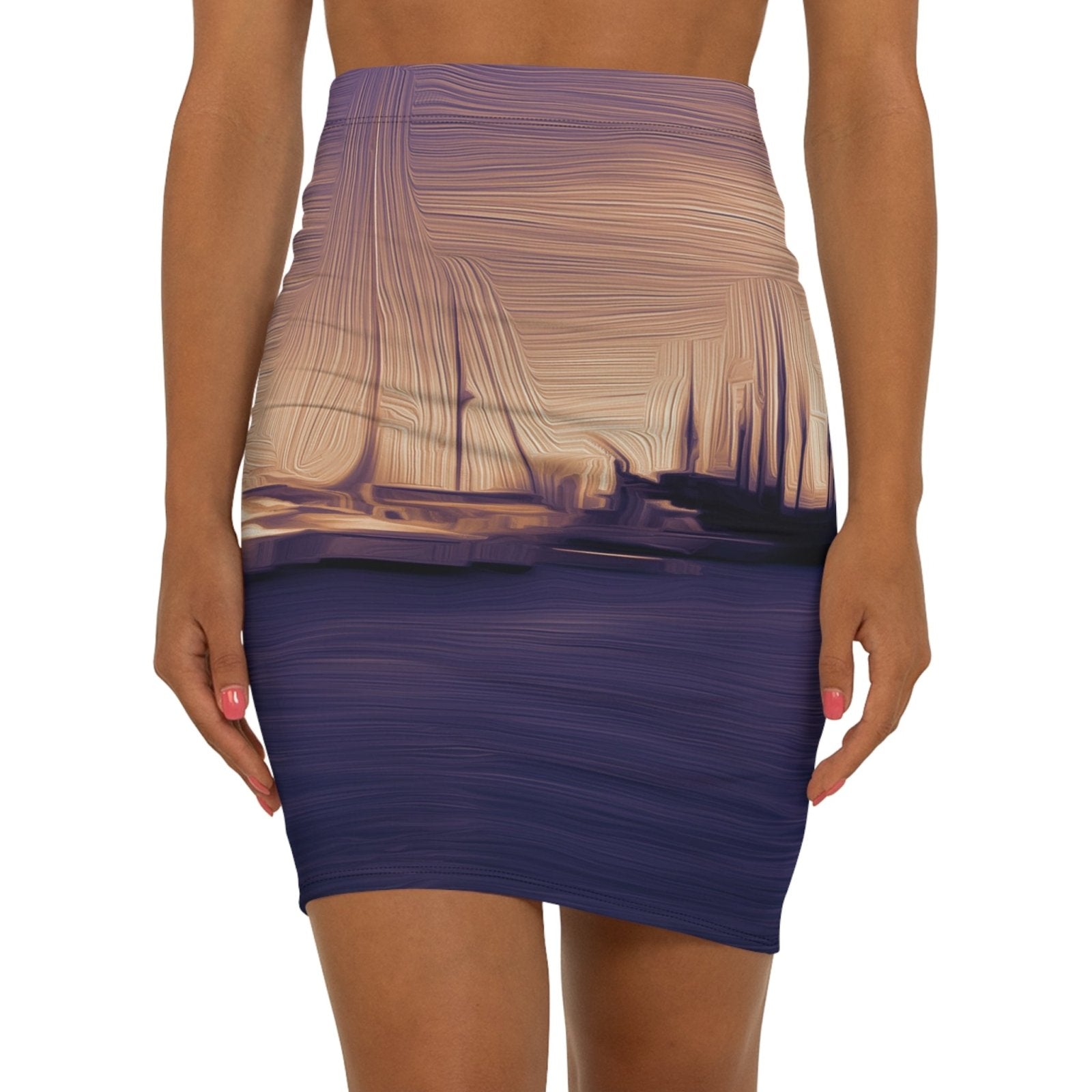 The Sleeping Yachts (at Sunset) - Womens Pencil Skirt