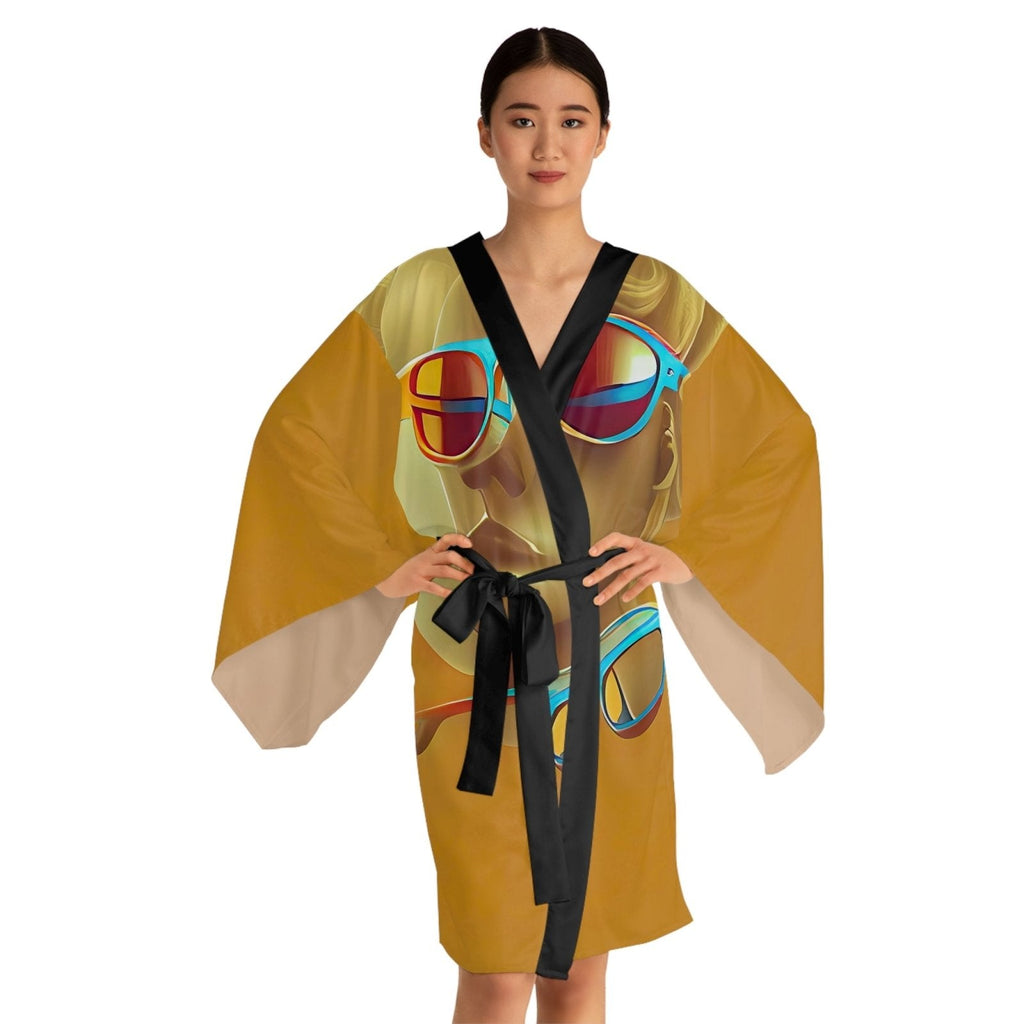 Retro Cool Orange - Womens Kimono Robe