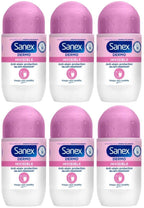 6 x Sanex Dermo Invisible Antiperspirant Deodorant Roll-On 50Ml