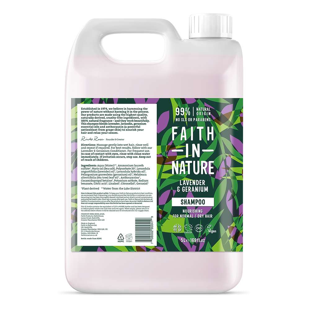 Faith In Nature Lavendel & Geranium Shampoo - 5ltr