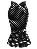 Button Lace-up Polka Dots Half Body Slim-fit Fishtail Skirt