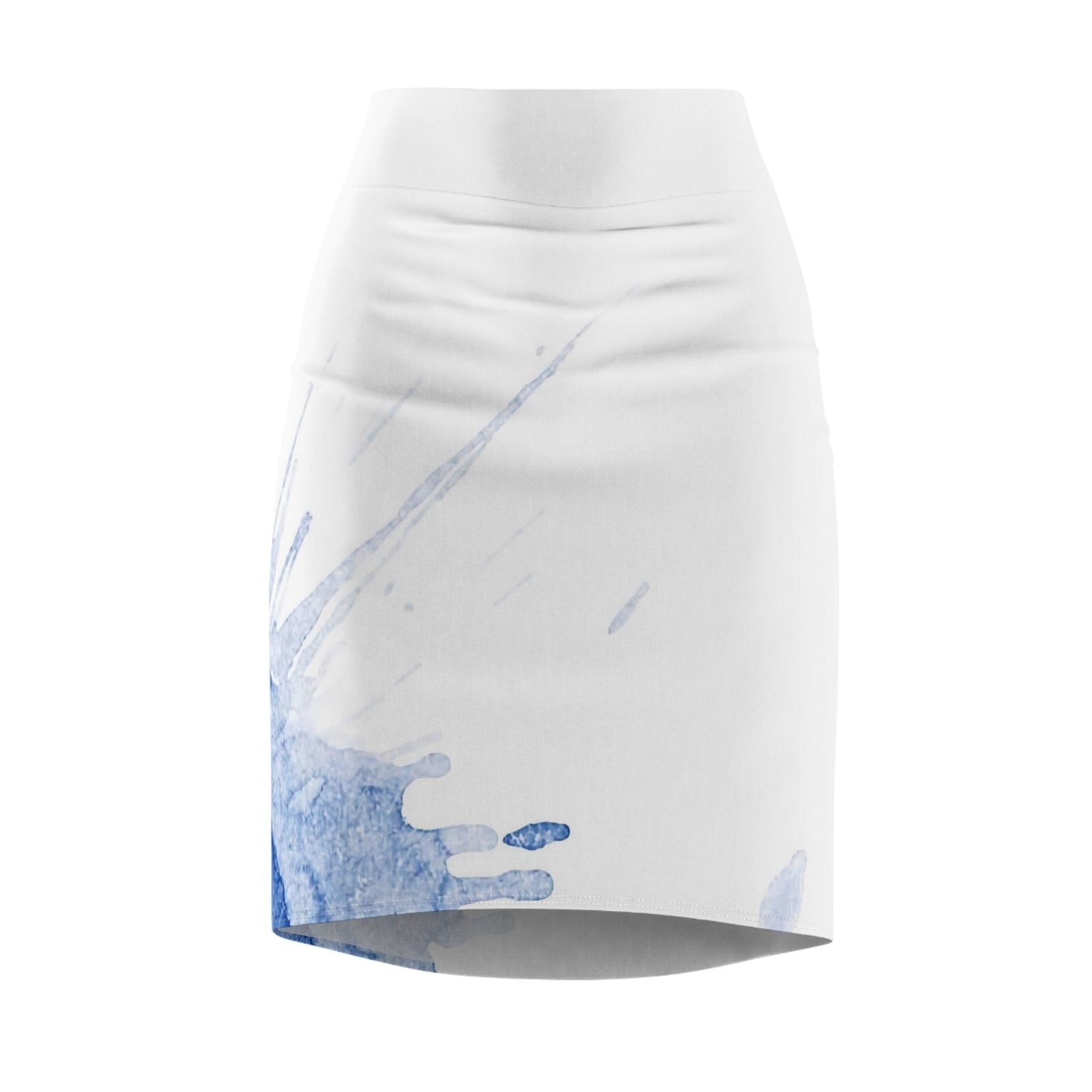 Watercolour Blue Splash - Womens Pencil Skirt