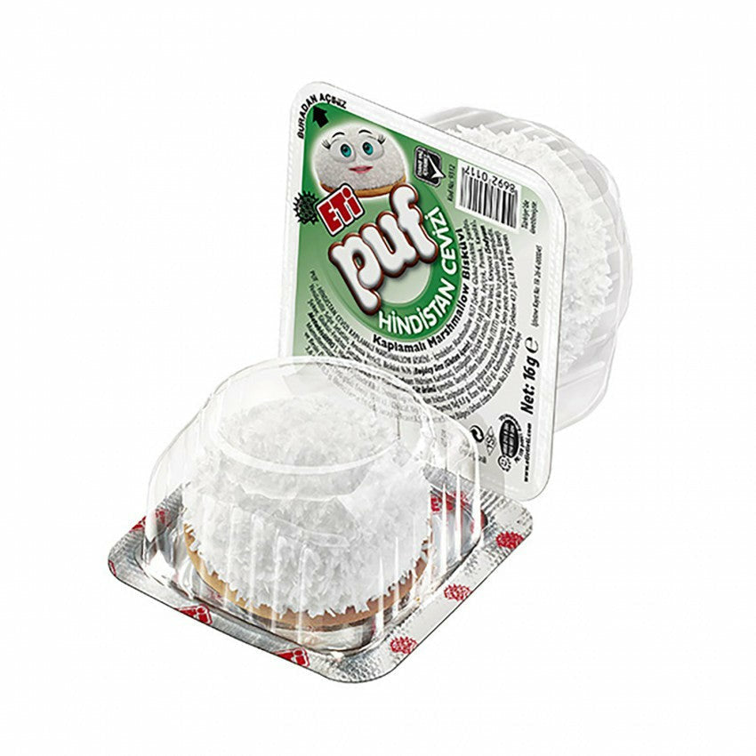 Eti Puf Coconut Coated Marshmallow Biscuit (Hindistan Cevizli Biskuvi) 4*16 Gr