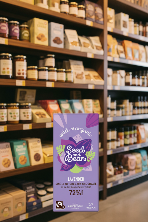 10 x Seed & Bean Dark 72% Fairtrade & Org Lavender Bar - 75g