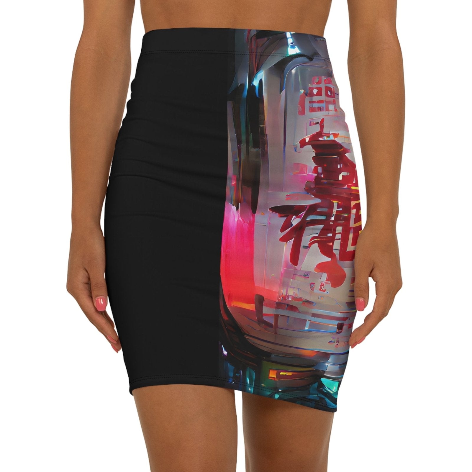 Half Black Half Báijiǔ - Womens Pencil Skirt