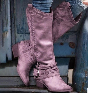 Women's Suede Knight Boots | High Tube Martin Boots | European Fashion | 6 Colours | EU 35–43 | Michan Direct