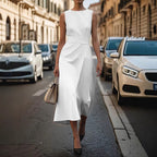 Summer Irregular Sleeveless Dress With Belt Fashion Temperament Slim Back Zipper Dresses For Women Clothing