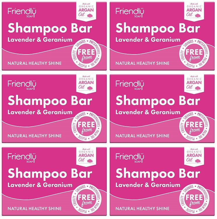 6 x Friendly Soap Lavendel & Geranie Shampoo Bar – 95 g
