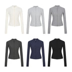 Stand-up Collar Slim-fit Waist-cinching Cardigan Top