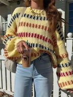 Casual Fashionable Retro Loose-fit Sweater With Batwing Sleeves