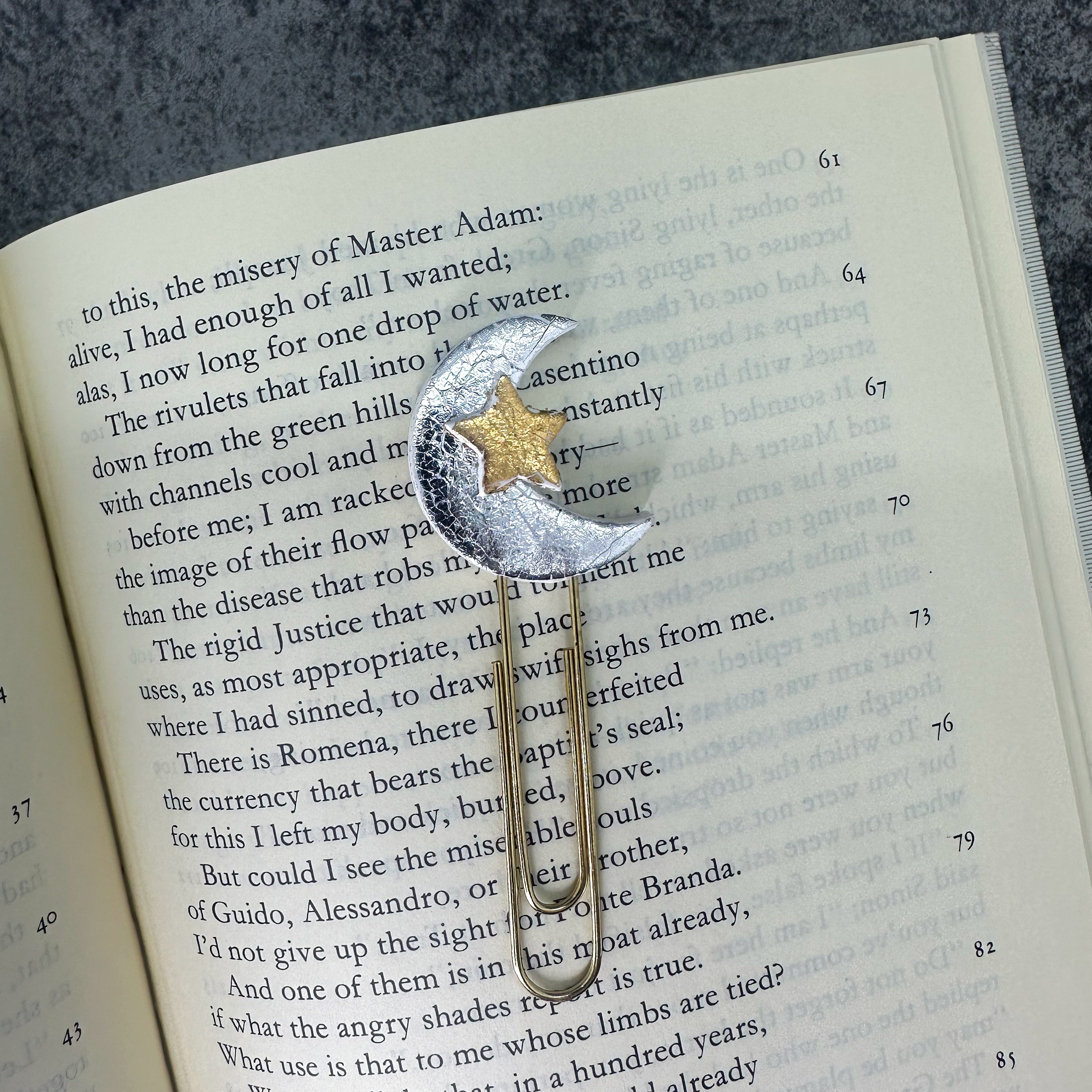 Silver Moon Handmade Bookmark