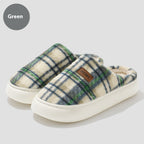 Women's Home Comfortable Warm Striped Toe Cap Cotton Slippers
