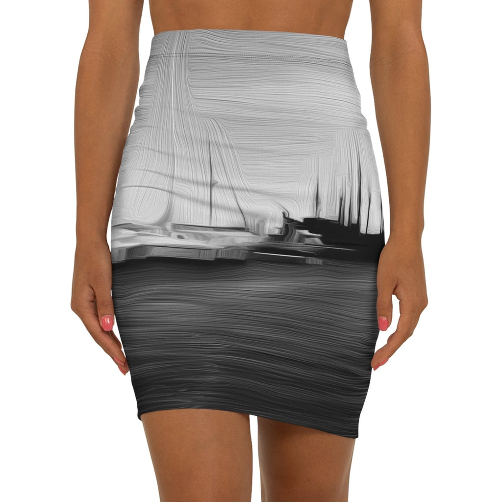 The Sleeping Yachts (at Night) - Womens Pencil Skirt