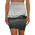The Sleeping Yachts (at Night) - Womens Pencil Skirt