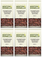 6 x Minton & Donello Thompsons Seedless Raisins - 500g