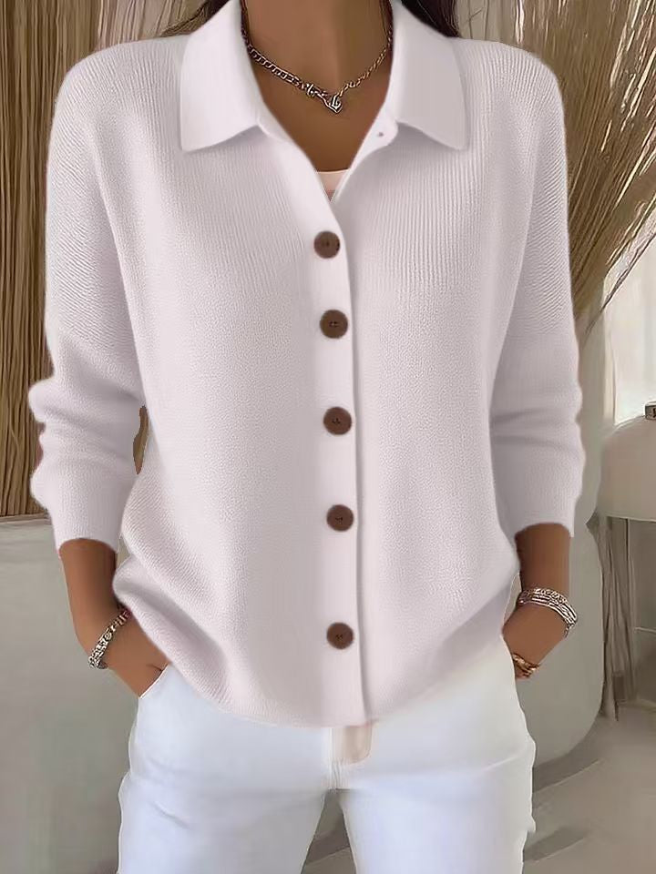 Button-knitted Lapel Sweater Cardigan Coat For Women