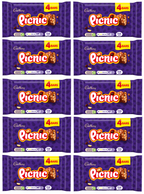 10 x Cadbury Picnic Snacksize 4Pk 128Gm