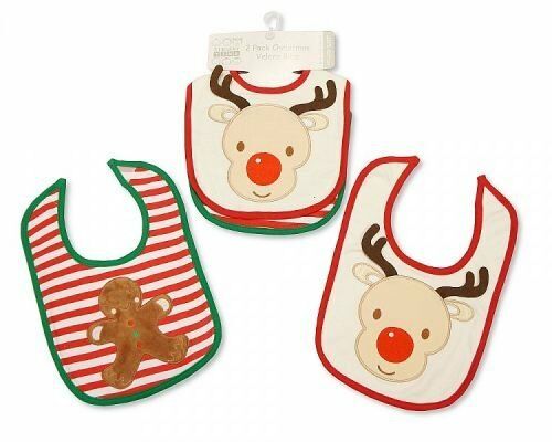 Baby Christmas Cotton Bibs 2 Pack - Reindeer
