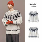 Men's Round Neck Jacquard Christmas Knitted Sweater