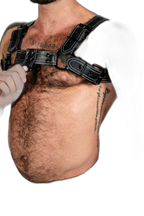 ruff GEAR RAW  Leather Bulldog Harness Black White