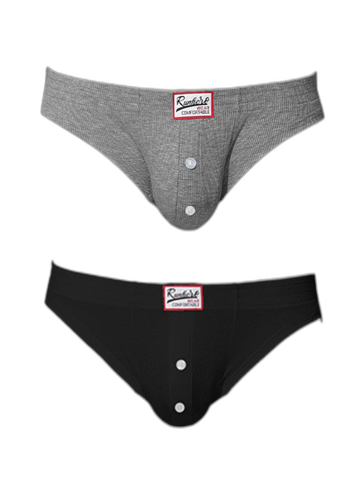2 Pack Men's Premium Comfortable Fabric Low-Rise U-Shaped Button Fly Briefs