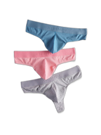 4-Pack Men's Ultra-Soft Cotton Mid-Rise Stay-Put Fit Seamless Thong