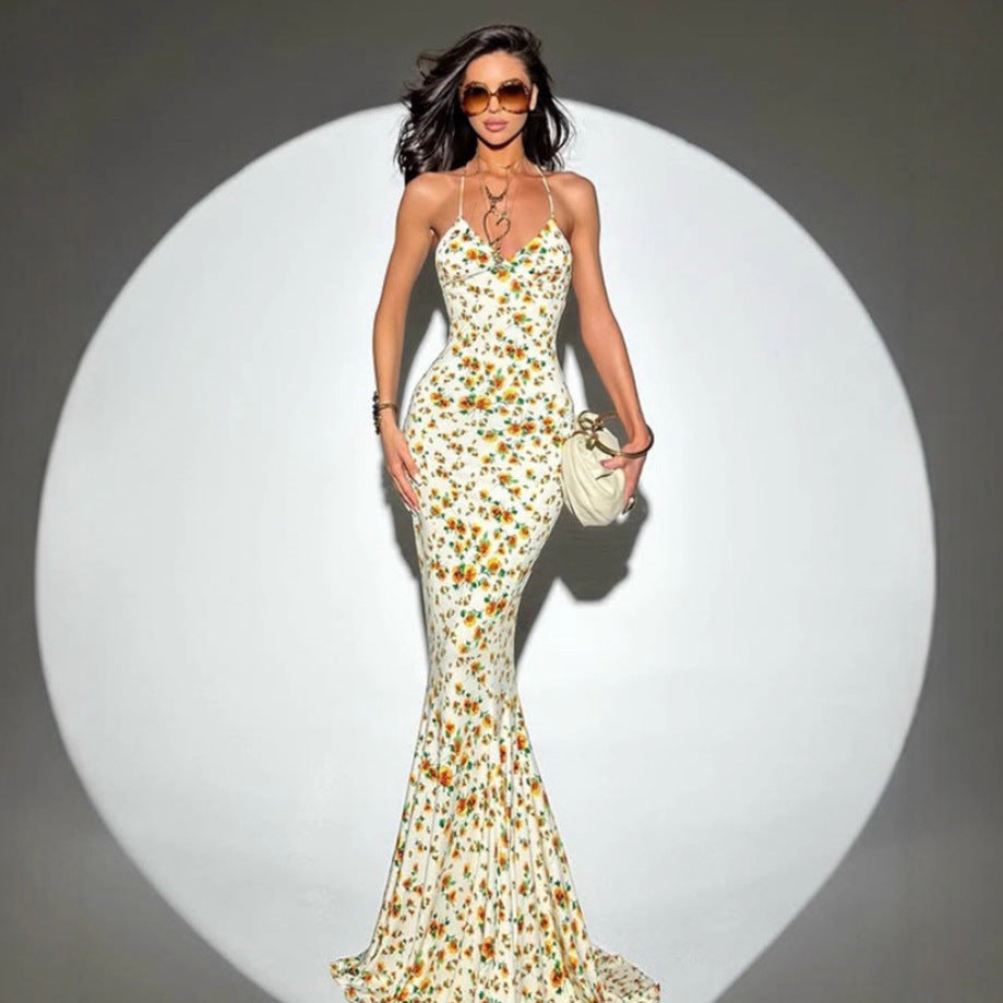 Women's Fashionable And Sexy Printed Strap Dress