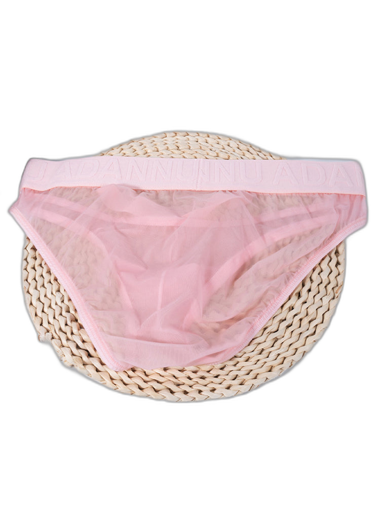 2 Pack Men's Stretch Solid Color Sexy Crotch Single-Layer Briefs