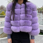 Faux Fox-fur Patchwork Thickened Warm Fur Coat