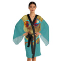Retro Cool Blue - Womens Kimono Robe