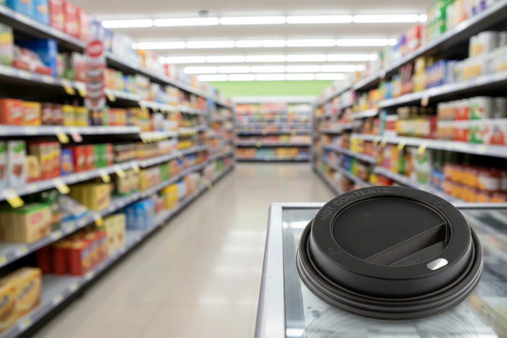 1000 x Cuppa Cup Sip Lid Black 12-16 Oz