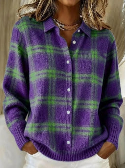 Women's Blouse With A Turn-down Collar And Cardigan-style Top