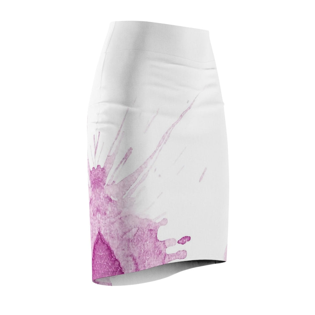 Watercolour Pink Splash - Womens Pencil Skirt