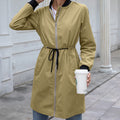 Long hooded waist trench coat