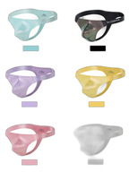 3 Pack Men's Low Waist Transparent Sexy Large Pouch Ice Silk Thong