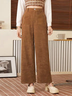 Women's Casual Straight-leg Solid Color Velvet Trousers