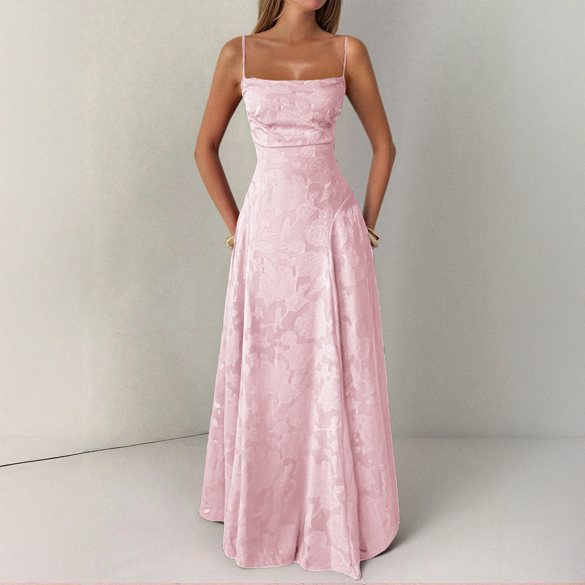 Elegant Vacation Strapless Maxi Dress Floral-print Dress