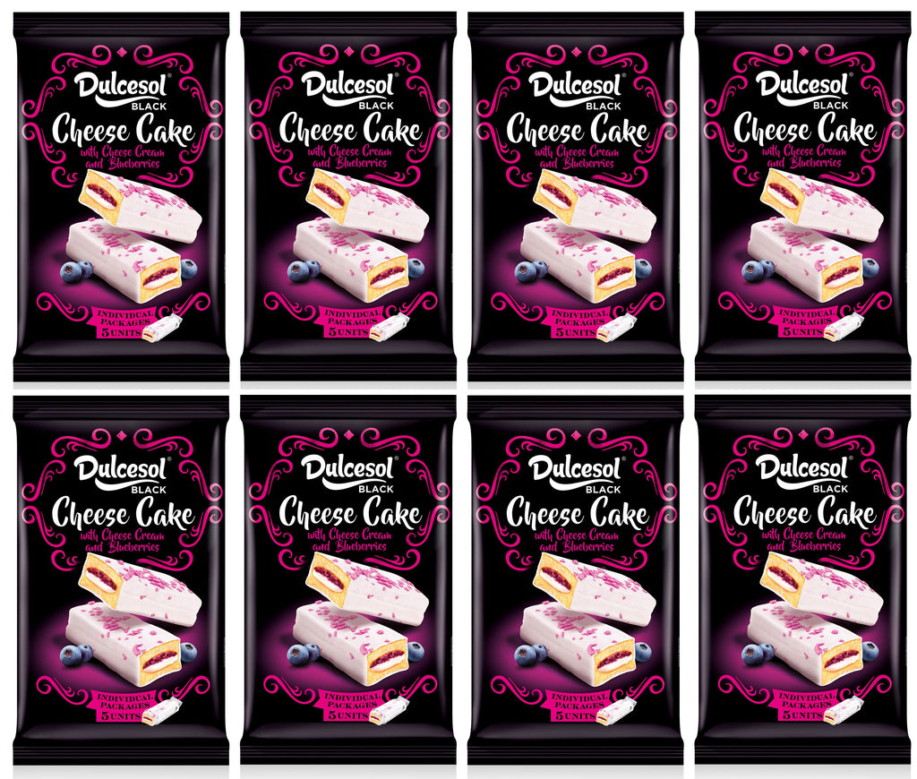 8 x Dulcesol Black Cheese Cake Slices Blueberry 5 Pack - 225Gm