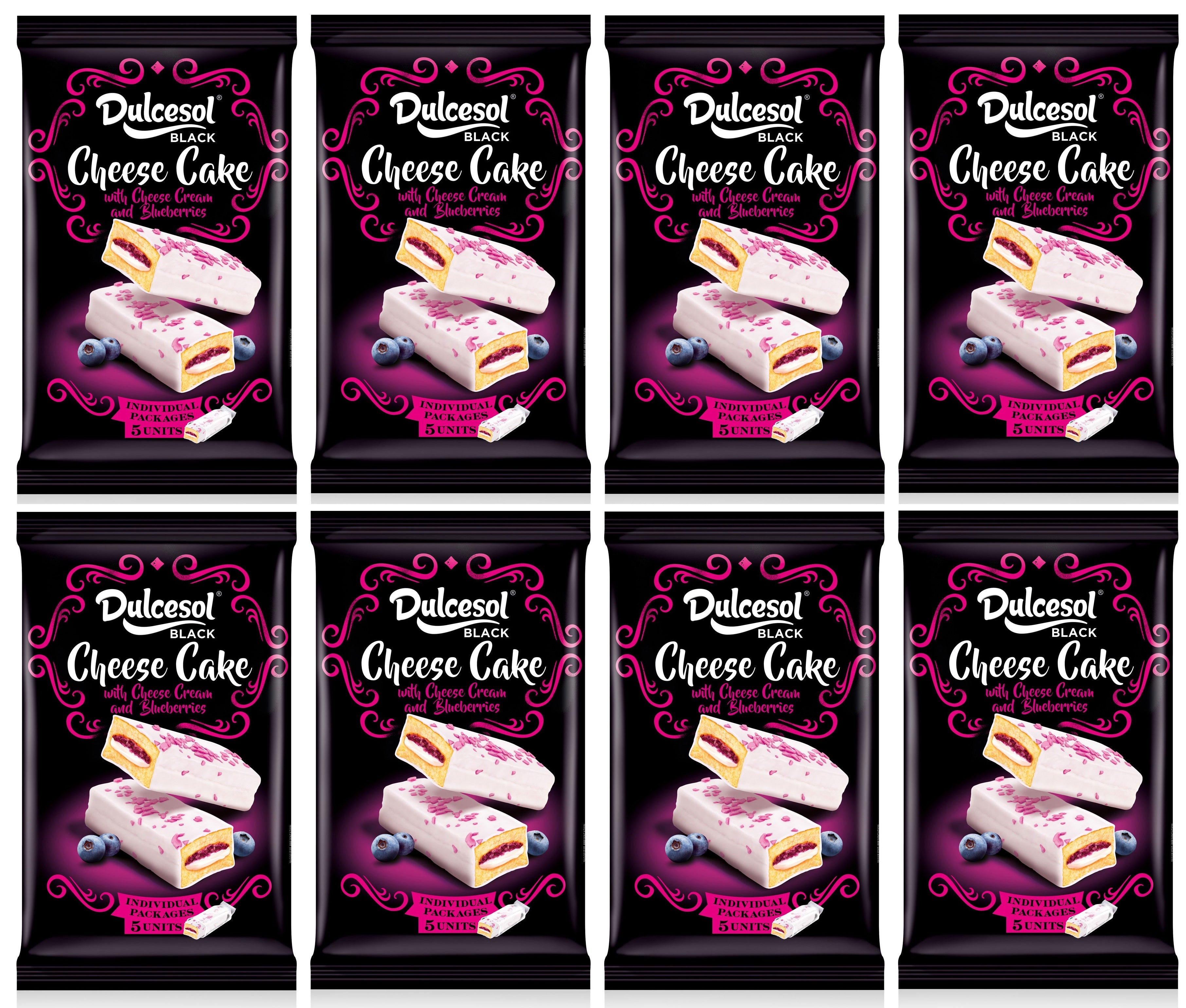8 x Dulcesol Black Cheese Cake Slices Blueberry 5 Pack - 225Gm