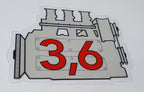 Porsche 911 3.6 engine window sticker - Retro Outlaw style rear screen decal