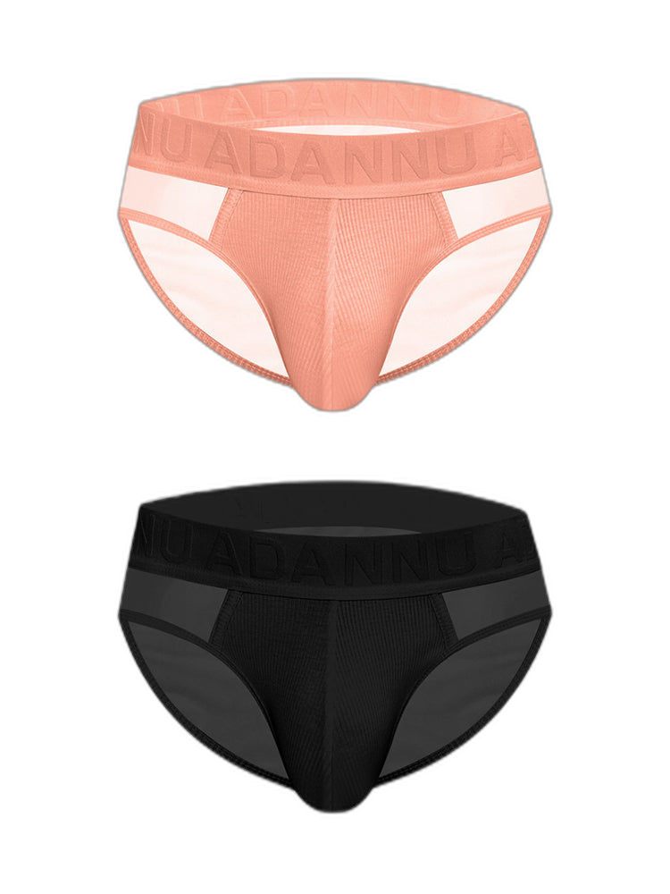 2-pack Men's Sexy Semi-transparent Ribbed Briefs
