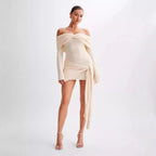 Sweaters Off-shoulder Tied Dress